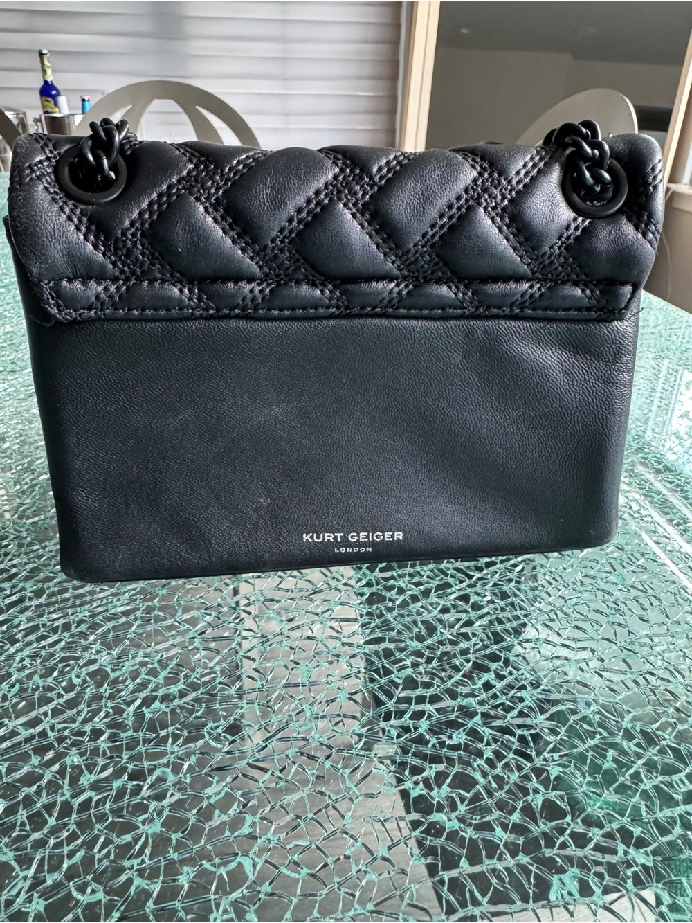 Kurt Geiger Quilted Chain Shoulder crossbody Bag - Black - Picture 2 of 10